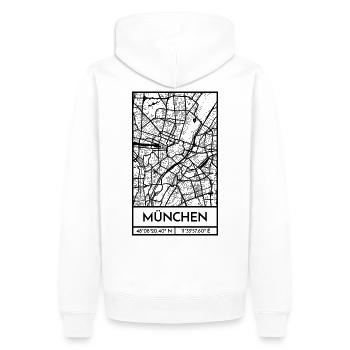 München – City Stadtplan Map Karte (schwarz) - Männer Premium Bio Hoodie - Weiß - Hinten - Nico (187cm)