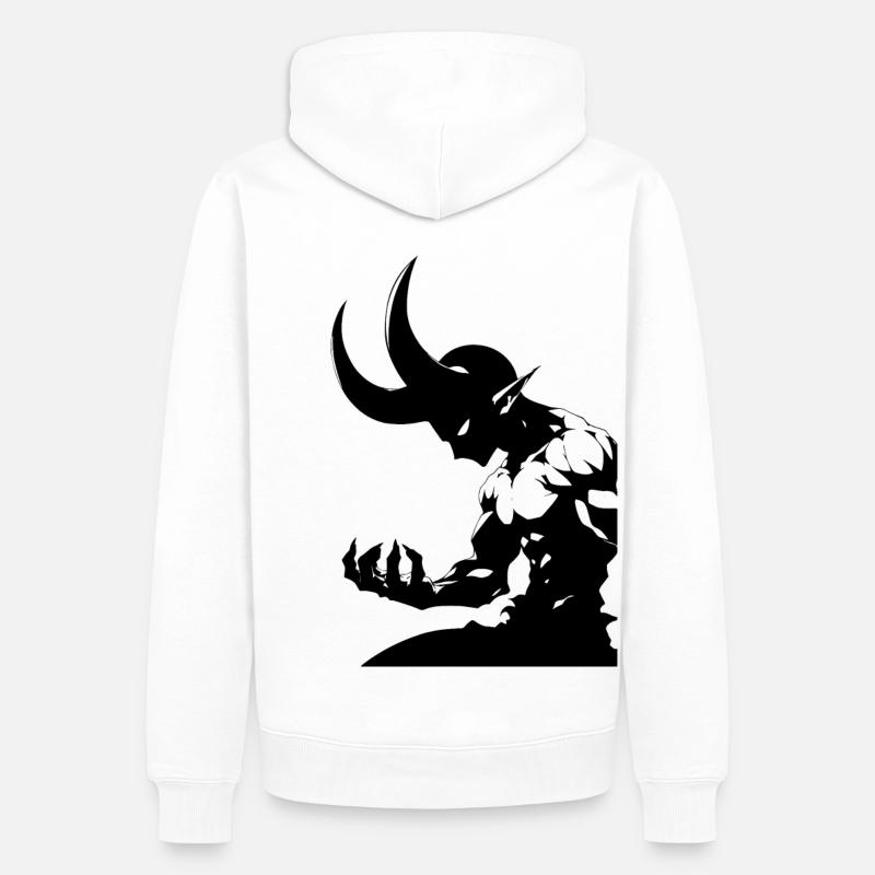 Anime Dämon BW - Männer Premium Bio Hoodie - Weiß