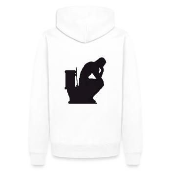 Denk Arbeit Klo - Männer Premium Bio Hoodie - Weiß - Hinten - Nico (187cm)