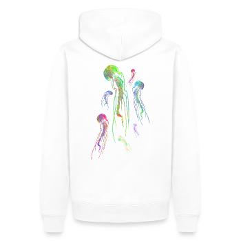 Méduses lumineuses pour les fans de cadeaux sous-marins - Sweat à capuche Premium bio Homme - blanc - Dos - Nico (187cm)
