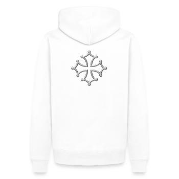 Okzitanisch Quer Chrom-Metall - Männer Premium Bio Hoodie - Weiß - Hinten - Nico (187cm)