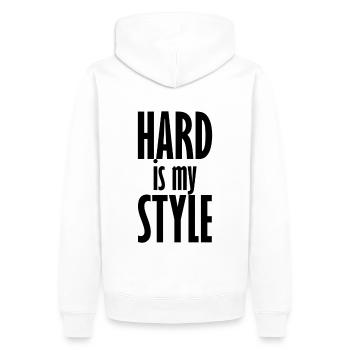 Hard is my Style - Men’s Premium Organic Hoodie - white - Back - Nico (187cm)