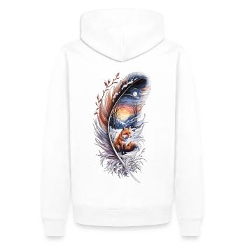 Renard dans la neige – L’amour de la forêt - Sweat à capuche Premium bio Homme - blanc - Dos - Nico (187cm)