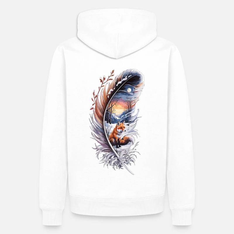 Fuchs im Schnee – Waldliebe - Männer Premium Bio Hoodie - Weiß