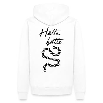 Hätte hätte Fahrradkette - Männer Premium Bio Hoodie - Weiß - Hinten - Nico (187cm)