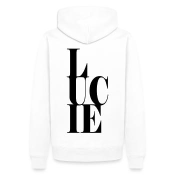 Lucie Name Vorname Moderne Schrift Wort Art - Männer Premium Bio Hoodie - Weiß - Hinten - Nico (187cm)