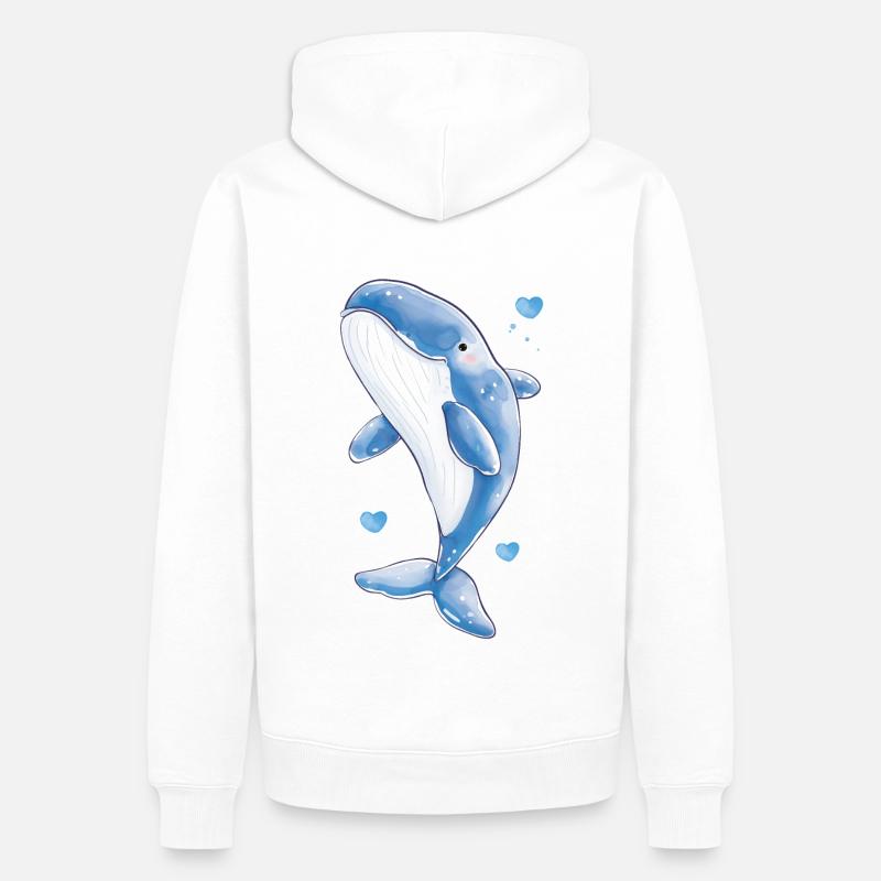 Baleine mignonne - Sweat à capuche Premium bio Homme - blanc
