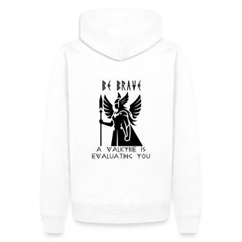 Soyez courageux : une Valkyrie vous évalue - Sweat à capuche Premium bio Homme - blanc - Dos - Nico (187cm)