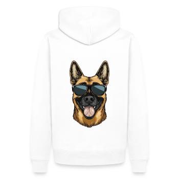 Berger belge malinois avec lunettes de soleil - Sweat à capuche Premium bio Homme - blanc - Dos - Nico (187cm)