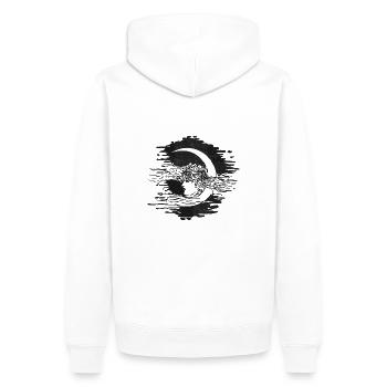 Frau und Mondsichel Illustration - Männer Premium Bio Hoodie - Weiß - Hinten - Nico (187cm)