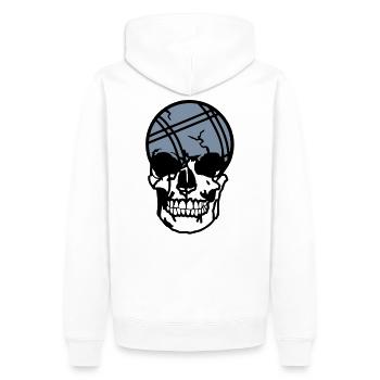 Petanque Ball tod tot Kopf skull11204 - Männer Premium Bio Hoodie - Weiß - Hinten - Nico (187cm)