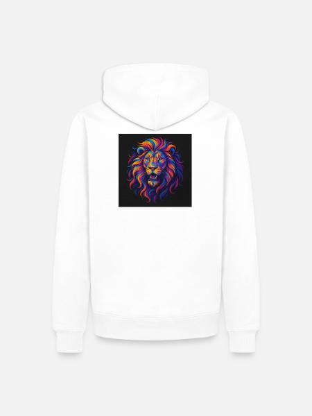 Neon Colors Lion Head Artwork - Men’s Premium Organic Hoodie - white