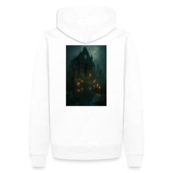 Gotische Ruine im Mondlicht - Männer Premium Bio Hoodie - Weiß - Hinten - Nico (187cm)