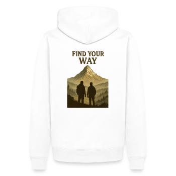 Silhouette de randonneur de montagne Trouve ton chemin - Sweat à capuche Premium bio Homme - blanc - Dos - Nico (187cm)