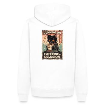 Kaffee Katze: Koffein & Illusion - Männer Premium Bio Hoodie - Weiß - Hinten - Nico (187cm)