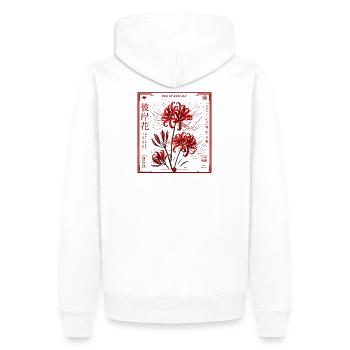 Japan Blume Rote Lilie  - Männer Premium Bio Hoodie - Weiß - Hinten - Nico (187cm)