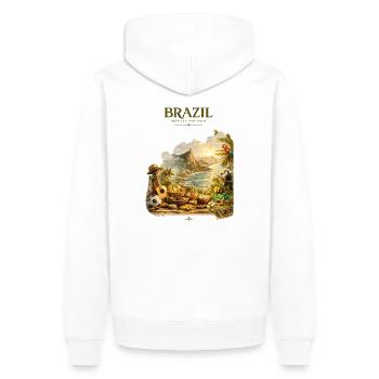 Brazil Tropical Explorer Artwork - Männer Premium Bio Hoodie - Weiß - Hinten - Nico (187cm)