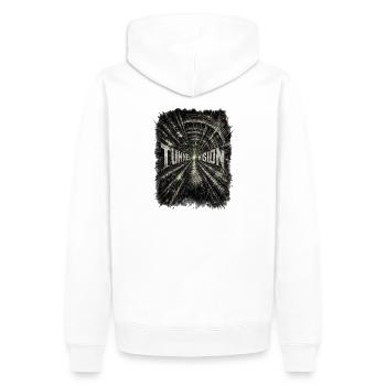 Tunnel Vision – Ravewear - Men’s Premium Organic Hoodie - white - Back - Nico (187cm)