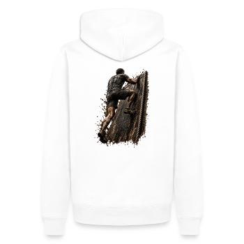 Mud Master - Obstacle - Teamwork - Männer Premium Bio Hoodie - Weiß - Hinten - Nico (187cm)