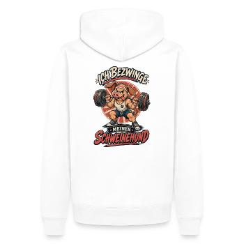 Ich Bezwinge Den Schweinehund - Männer Premium Bio Hoodie - Weiß - Hinten - Nico (187cm)