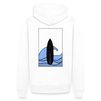 T-Shirt Surf Board with Wave in Frame - Men’s Premium Organic Hoodie - white - Back - Nico (187cm)