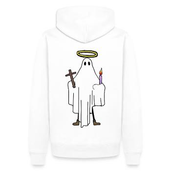 Saint-, Religieux, Religion, Halo - Sweat à capuche Premium bio Homme - blanc - Dos - Nico (187cm)