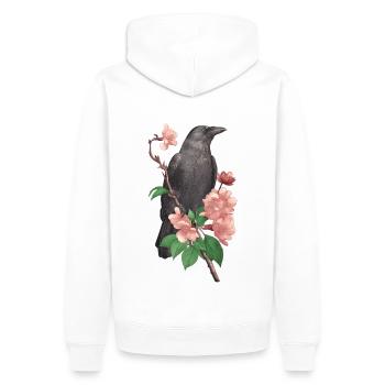 Rabe - Männer Premium Bio Hoodie - Weiß - Hinten - Nico (187cm)