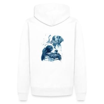 Hunting Hunter Hunting Dog - Men’s Premium Organic Hoodie - white - Back - Nico (187cm)