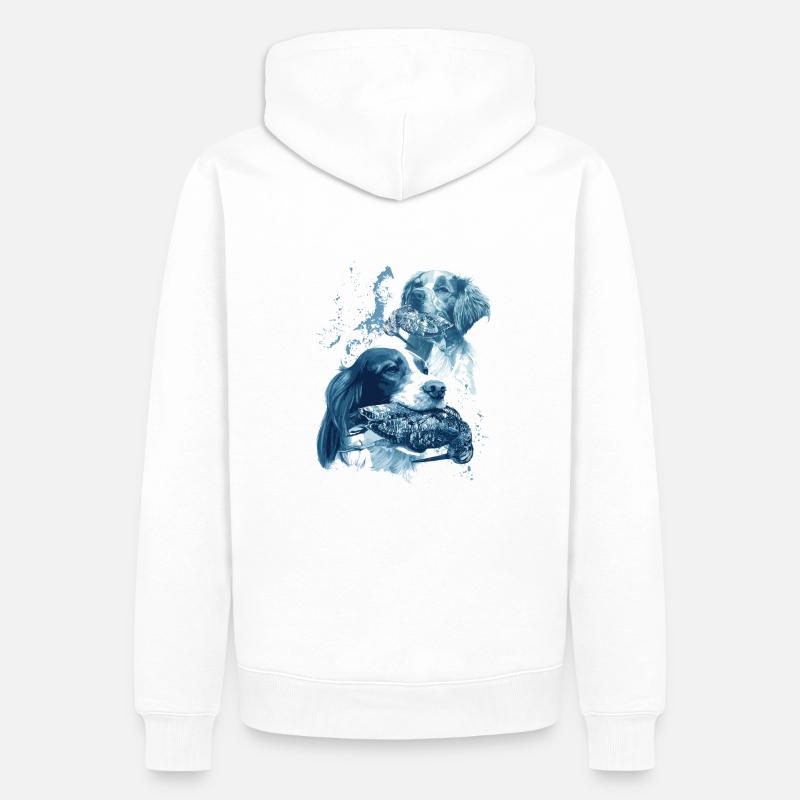 Chasse Chasseur chien de chasse - Sweat à capuche Premium bio Homme - blanc
