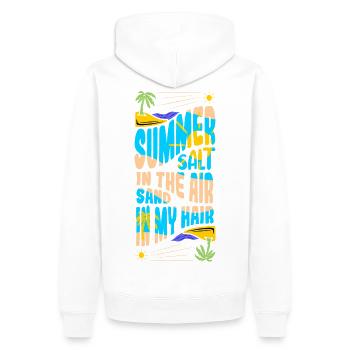 Sommerflair in der Luft - Männer Premium Bio Hoodie - Weiß - Hinten - Nico (187cm)