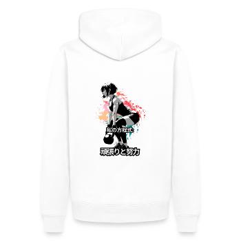 Anime Strength: Arena-Power-Schaufenster - Männer Premium Bio Hoodie - Weiß - Hinten - Nico (187cm)