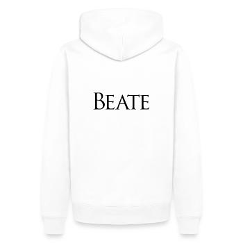 Beate black - Männer Premium Bio Hoodie - Weiß - Hinten - Nico (187cm)