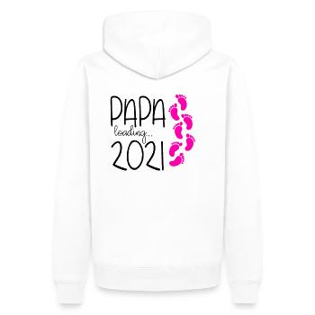 Papa chargement 2021 | attend papa naissance fille - Sweat à capuche Premium bio Homme - blanc - Dos - Nico (187cm)