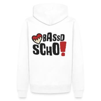 Bassd scho Franken fränkisch fränggisch Geschenk - Männer Premium Bio Hoodie - Weiß - Hinten - Nico (187cm)