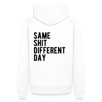Same Shit - Different Day - Men’s Premium Organic Hoodie - white - Back - Nico (187cm)