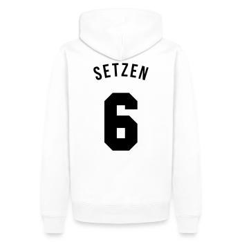 Setzen 6 - Männer Premium Bio Hoodie - Weiß - Hinten - Nico (187cm)
