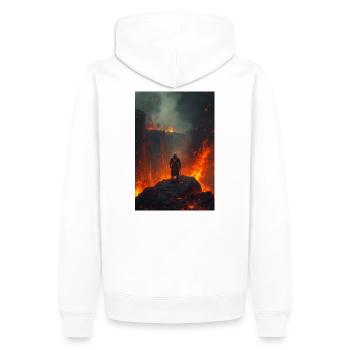 Chevalier flamboyant au champ de lave - Sweat à capuche Premium bio Homme - blanc - Dos - Nico (187cm)