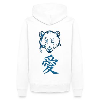 Japanischer Bär - Männer Premium Bio Hoodie - Weiß - Hinten - Nico (187cm)