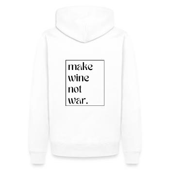 make wine not war - Männer Premium Bio Hoodie - Weiß - Hinten - Nico (187cm)