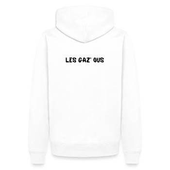 Les gaz'elles - Sweat à capuche Premium bio Homme - blanc - Dos - Nico (187cm)