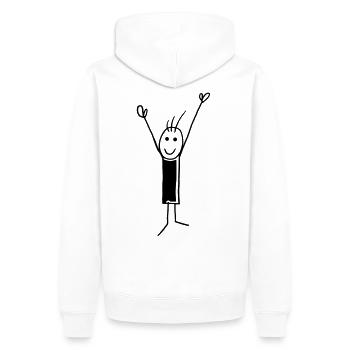 Yeah... - V - Männer Premium Bio Hoodie - Weiß - Hinten - Nico (187cm)