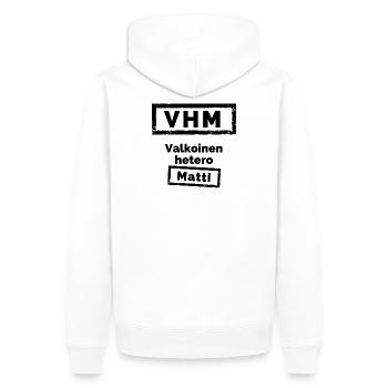 VHM – Matti droit blanc - Sweat à capuche Premium bio Homme - blanc - Dos - Nico (187cm)