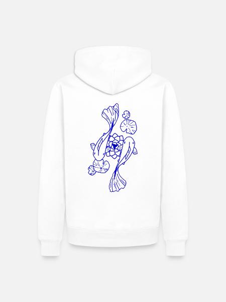 Koi in Tinte - Männer Premium Bio Hoodie - Weiß