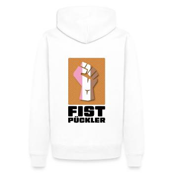 Fist Pückler - Männer Premium Bio Hoodie - Weiß - Hinten - Nico (187cm)