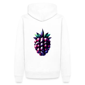 Abstrakter Blackberry: Geometrisches Beeren-Design - Männer Premium Bio Hoodie - Weiß - Hinten - Nico (187cm)