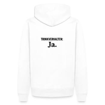 Trinkverhalten: JA - Männer Premium Bio Hoodie - Weiß - Hinten - Nico (187cm)