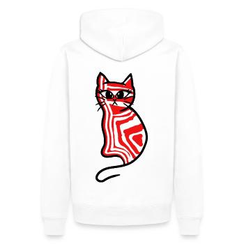 Katze Katzen Retro 80er 90er Kätzchen - Männer Premium Bio Hoodie - Weiß - Hinten - Nico (187cm)
