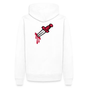 Couteau en vous sauvegardez - Sweat à capuche Premium bio Homme - blanc - Dos - Nico (187cm)