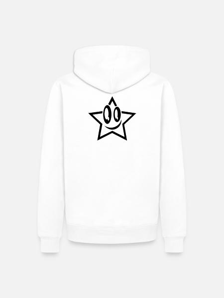 lachender stern gesicht star - Männer Premium Bio Hoodie - Weiß