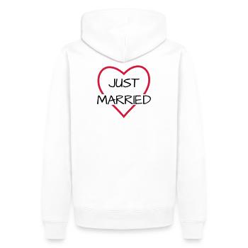 Regard de partenaire de mariage de coeur juste marié - Sweat à capuche Premium bio Homme - blanc - Dos - Nico (187cm)